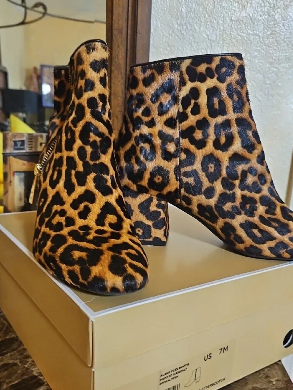 Michael Kors Leopard Print Ankle Booties in Tan and Black